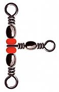 Фото вертлюг тройной с бус. 90 град. barrel triple swivels style, цвет black nikel, размер 4x6, (50шт.)